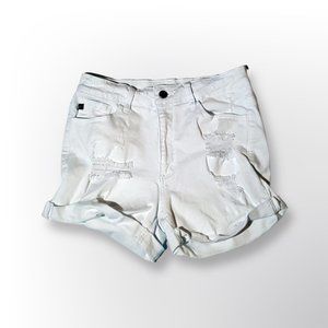 KANCAN SIZE 9 DISTRESSED WHITE SHORTS